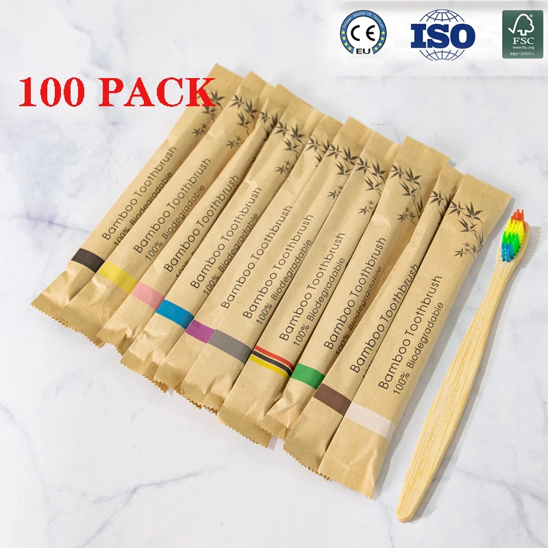 10/50/100 шт. биоразлагаемые бамбуковые Зубная щётка Эко дружественных зубные щетки