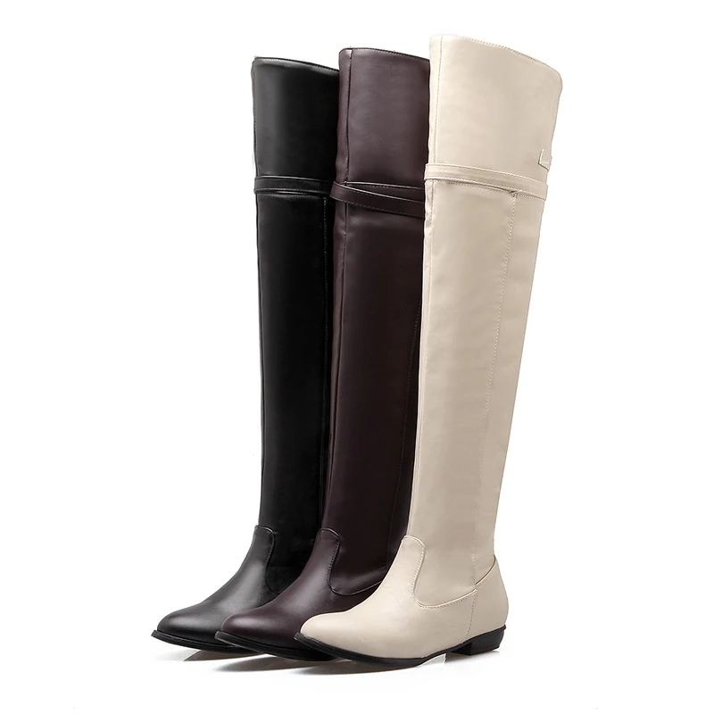 Стильные женские Сапоги выше колена для верховой езды на ремешке с пряжкой и