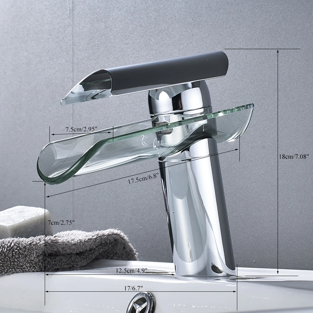 Смеситель для раковины в современном стеклянном стиле Твердый латунный кран