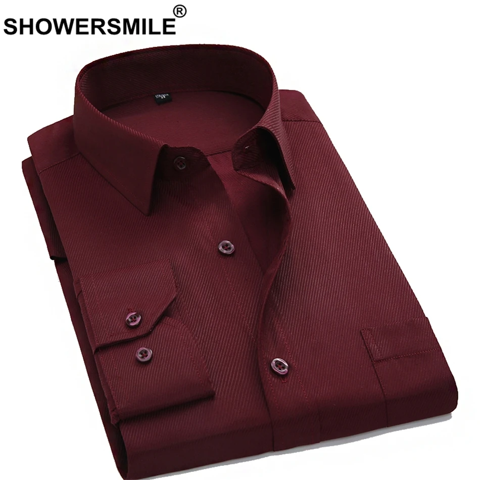 Мужская классическая рубашка SHOWERSMILE желтая деловая с длинным рукавом большие