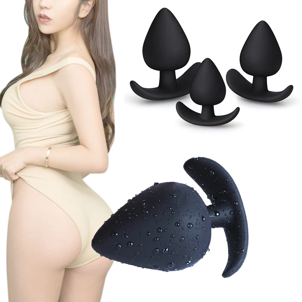 Анальная пробка силиконовая секс-игрушки черного и красного цвета массажер