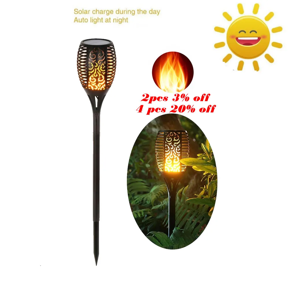 Фонарик на солнечной батарее для газона светодиодный фонарь с мигающим пламенем