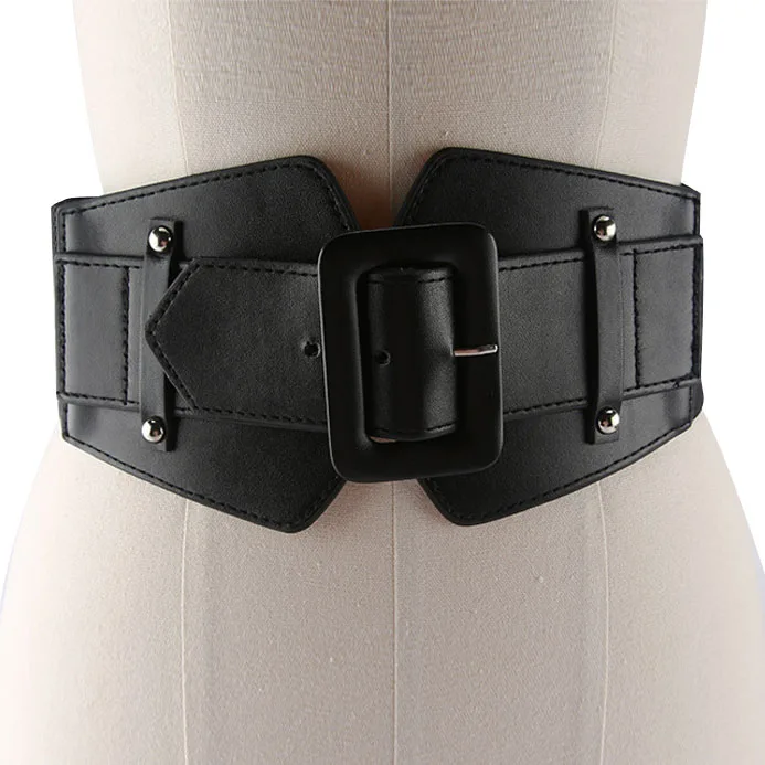 

Fashion wild pin buckle belt for women Wide Pu Leather Elastic Stretch Corset Cummerbunds ladies dress Belt waistband accessorie