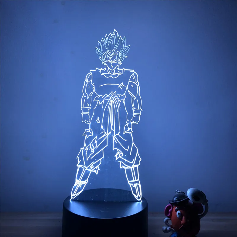 Dragon Ball Z Вегета ГОКу супер сайян, «Жемчуг дракона 3D светодиодный Ночной светильник 7 цветов сенсорный оптический Иллюзия фигурку настольная лампа украшения