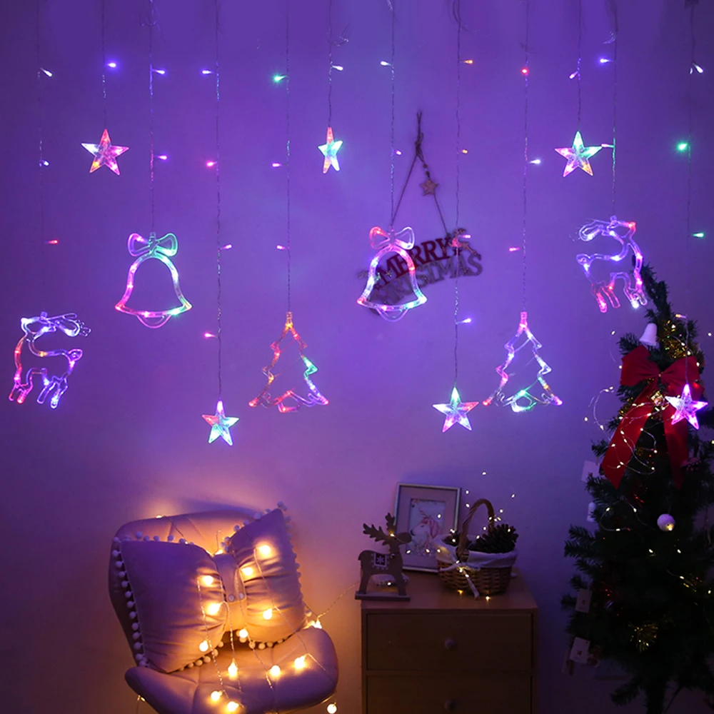 

LED Christmas String Lights Star Garland On Window Curtain Indoor Tree Decoration Halloween Wedding Party Light Outdoor Decor