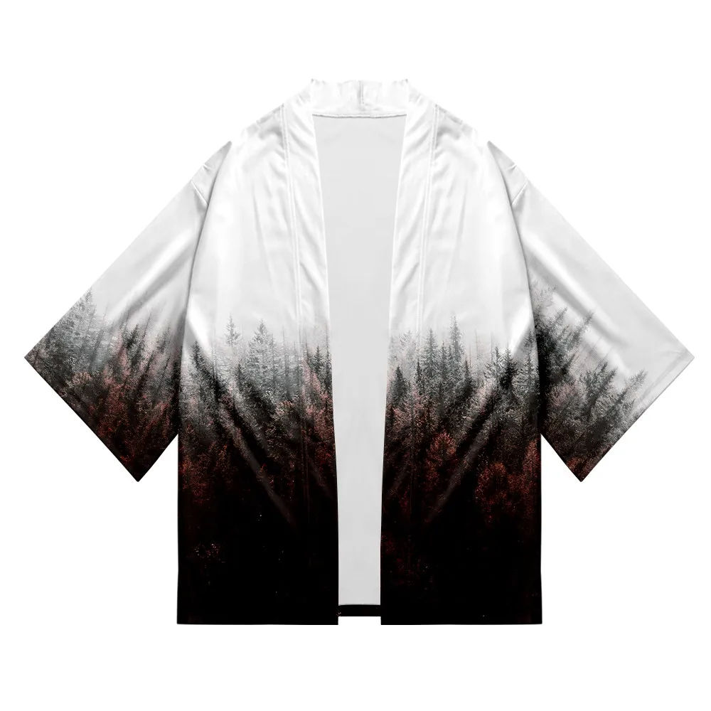 

Samurai Crane Printing Traditional Costumes Japanese Style Traditional Cardigan Yukata Woman Summer Jacket Beach Wear Cloak