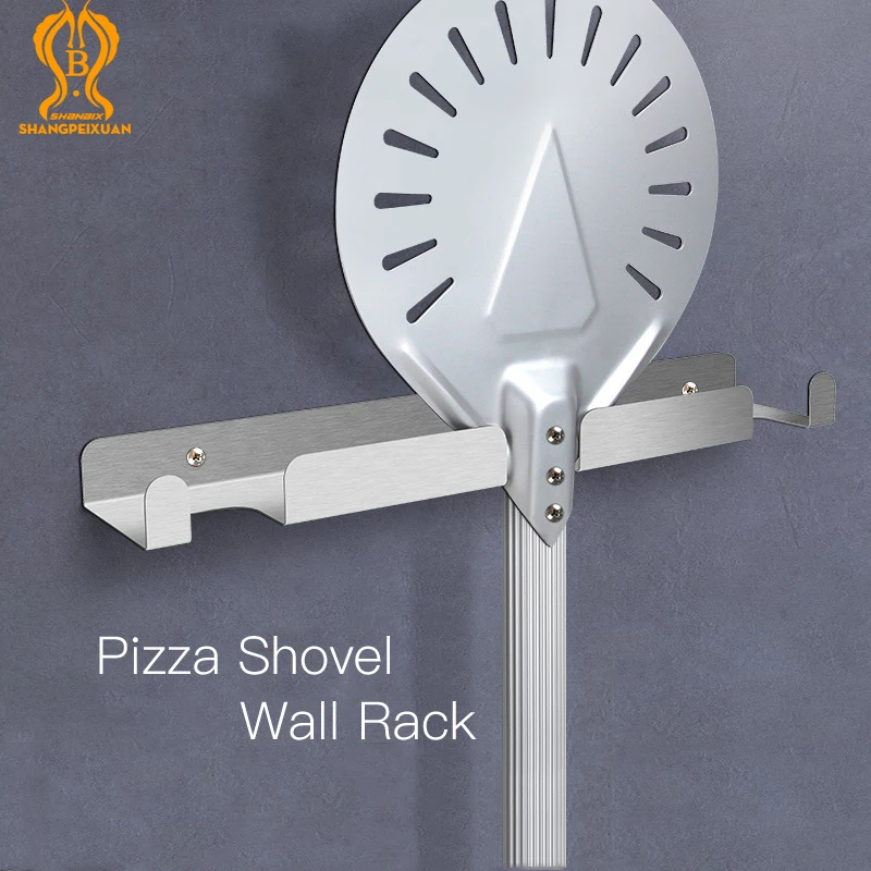 

ShangPeiXuan Peel Wall Rack Heavy Duty Pizza Peel Hanger Wall-Mounted Hook Brushed Stainlee Steel Pizza Peel Wall Shelf