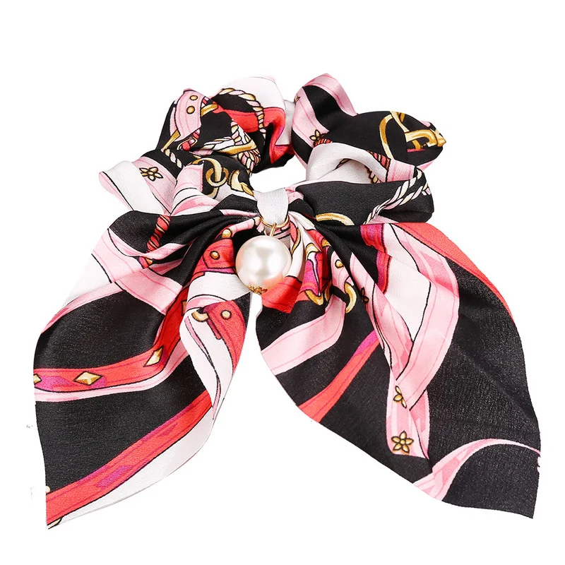 

Fashion Floral Printed Bowknot Hair Scrunchies For Women Ponytail Holder Hair Rope Ties Rubber Bands Hair Accessories Headwear