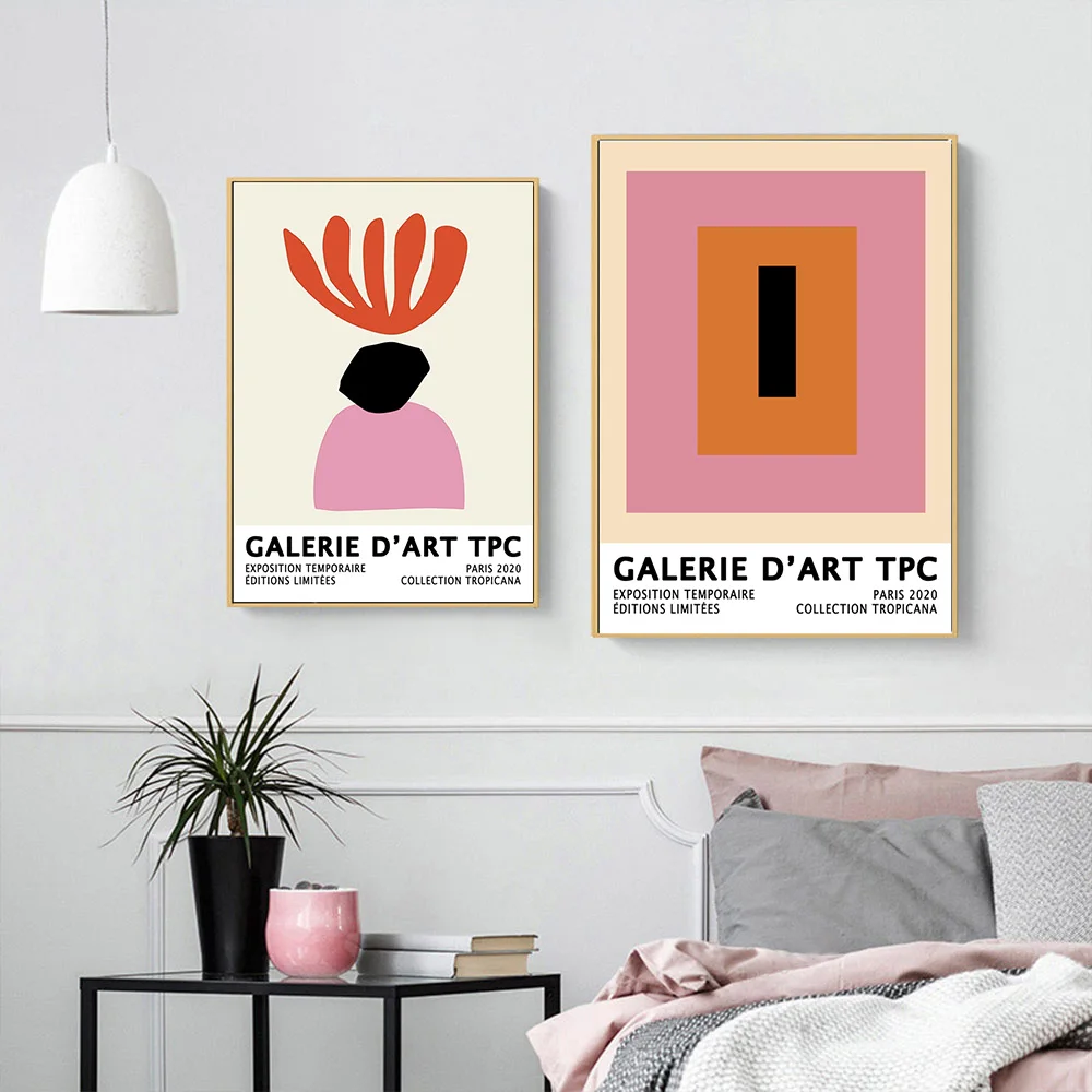 

Black Pink Color Block Canvas Prints Abstract Artwork Poster Wall Art Print Museum Painting Modern Picture Bedroom Home Decor