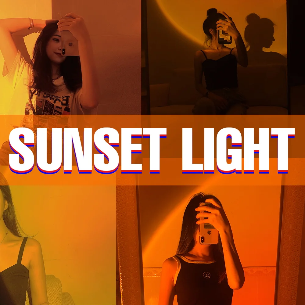 

LED Sunset Projection Lamp USB Night Light 5V Colorful Bulb Wall Decor Lampara Led Atmosphere Coffee Lamp For Home Lighting