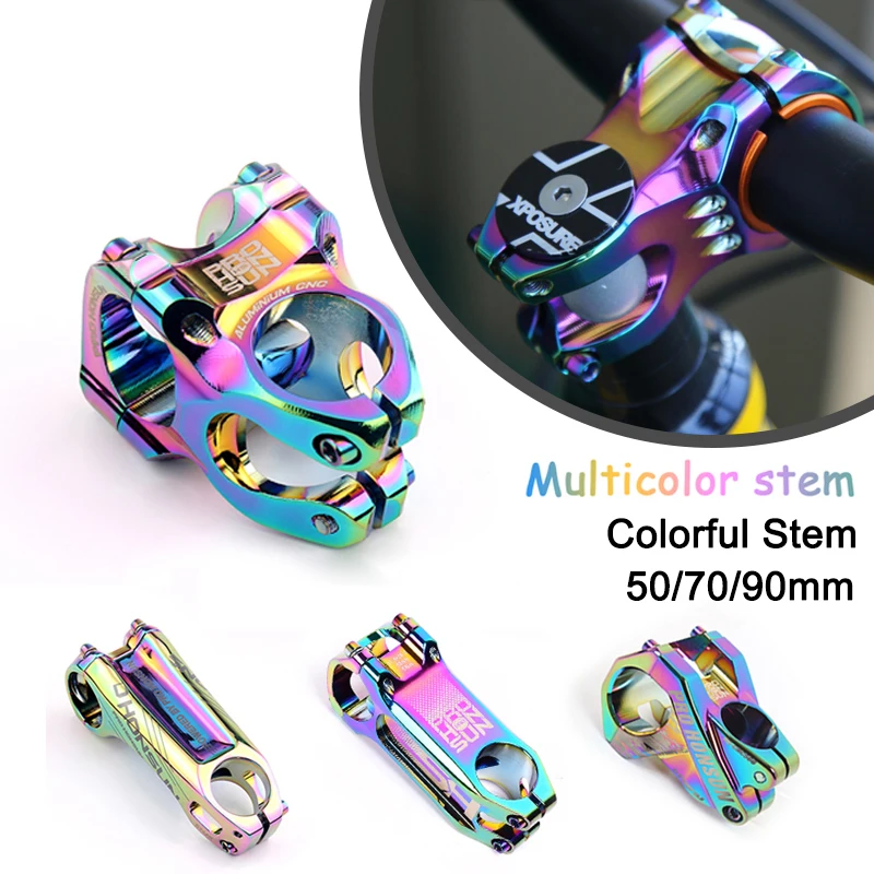 

HONSUN Bicycle Colorful Stem 31.8mm Handlebar Negative Angle -17° 0° 50/70/90mm MTB Road Bicycle Aluminum Stem Bike parts