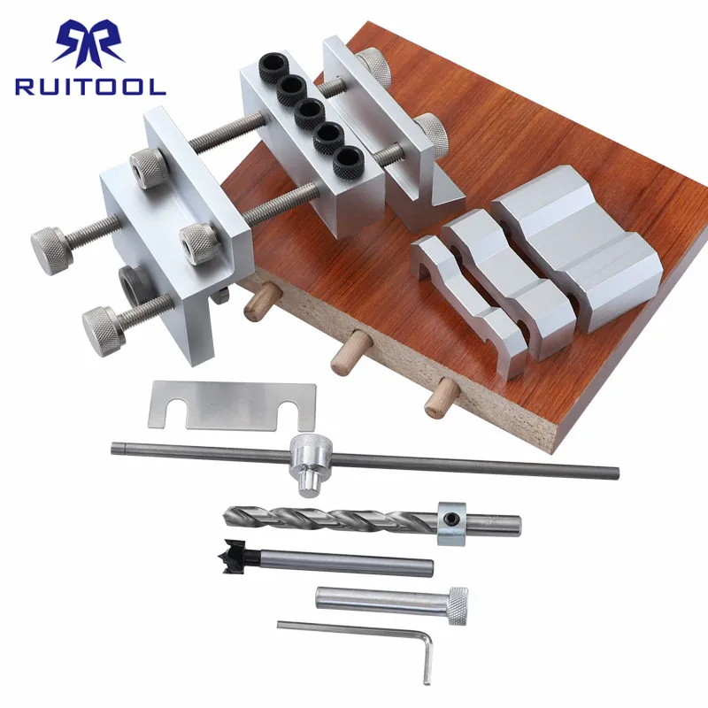 3 In 1 Dowel Jig Guide 3/8   Aluminum Alloy Multifunctional Drilling Locator Adjustable Doweling Jig Set Woodworking Tools