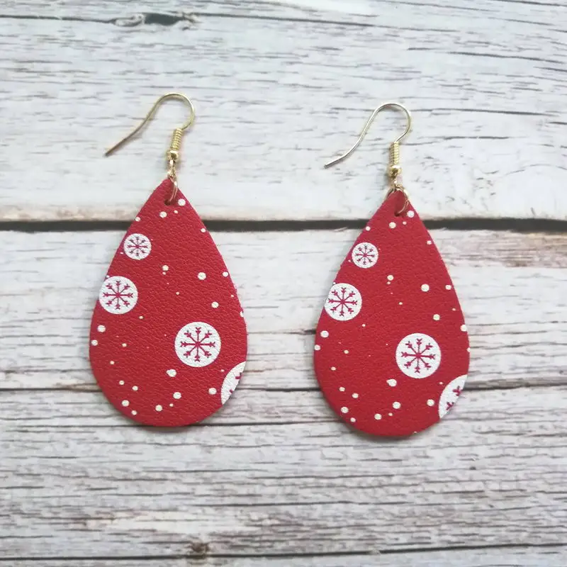 Рождественские серьги ZWPON из 2019 натуральной кожи в клетку буйвола капли модные