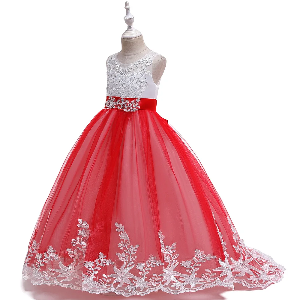 

2020 Trailing Flower Dress Baby Evening Wedding Birthday Girls Dress First Communion Princess Costume Ladies Dress
