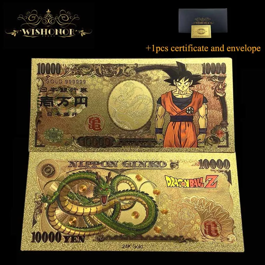 Красивые 23 вида банкнот из японской серии Z с героями мультфильмов|Золотые