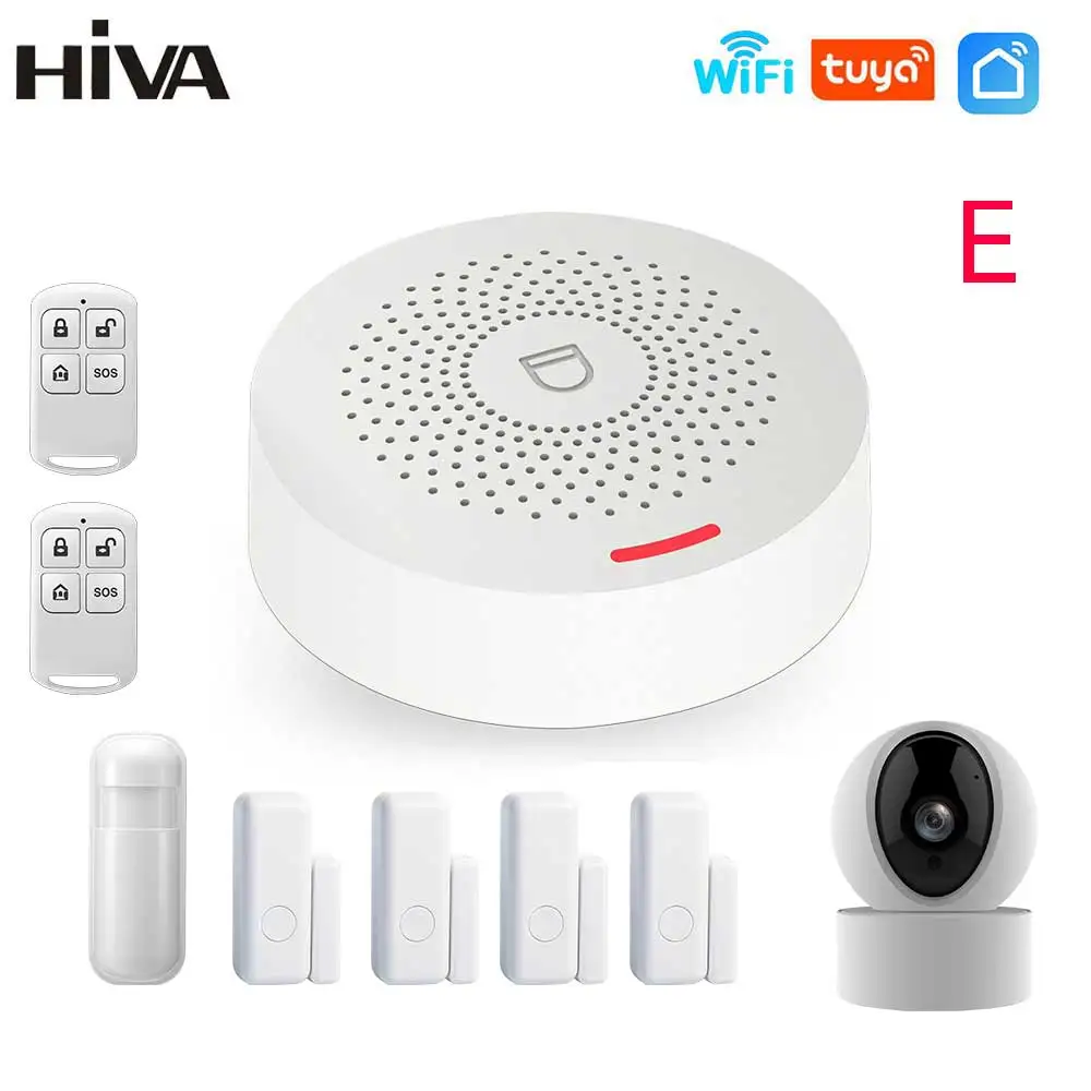 HIVA Tuya Smart Home Wifi беспроводной доступ в Интернет, будильник и Системы для умного дома Бизнес Гараж склад Беспроводной безопасность, охранная сигнализация для работы с Alexa - изображение