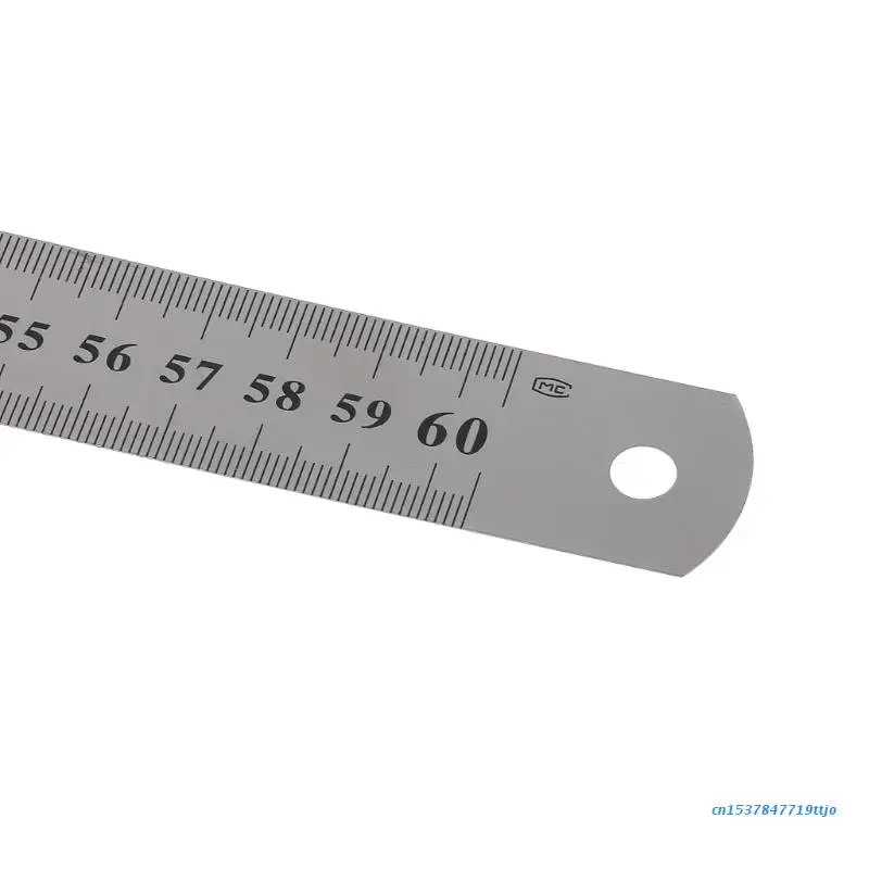 

583D Stainless Steel Double Side Measuring Straight Edge Ruler 60cm Silver