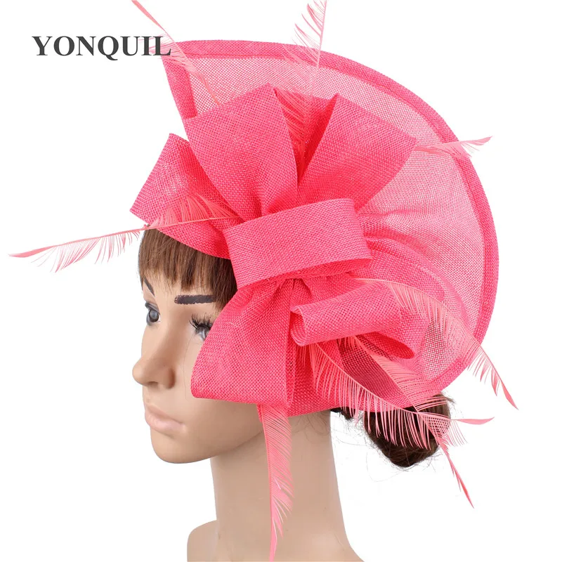 Большие искусственные головные уборы sinamay, украшенные перьями и цветами, вечерние головные уборы, свадебные аксессуары для волос, свадебные шляпы, Коктейльные шляпы, Новое поступление