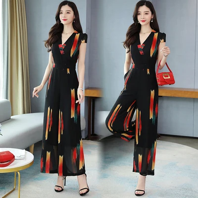 Женский шифоновый комбинезон с V-образным вырезом | Женская одежда