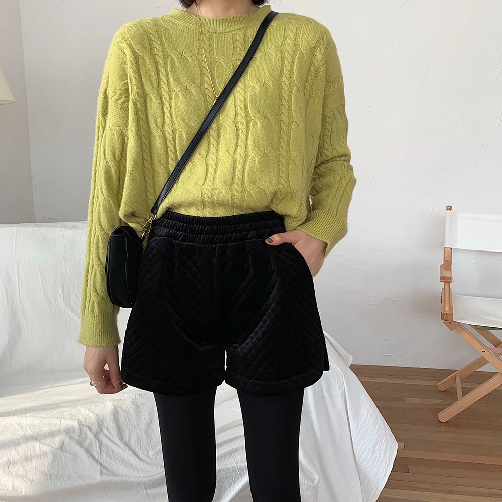 

Shorts Women Solid All-match Elastic Waist Spring Fashionable Korean Female Pockets Students Minimalist Hipster Basic Casual Ins