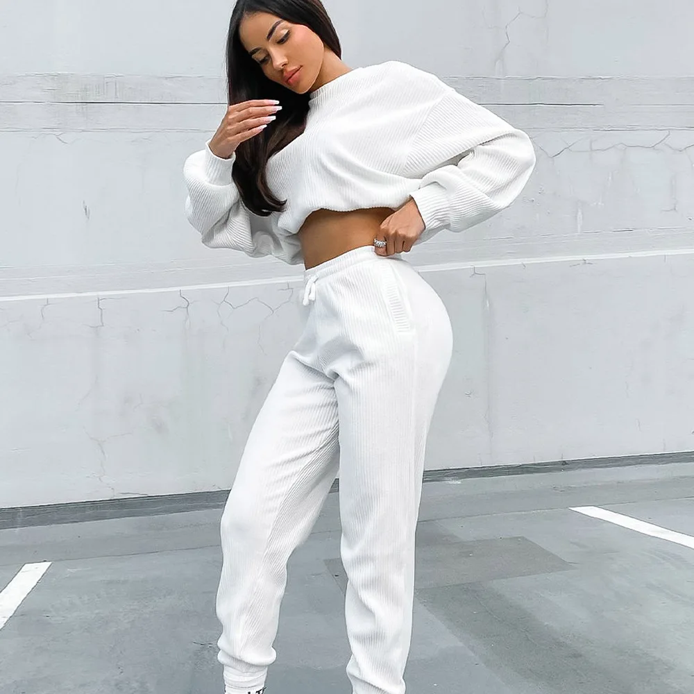 

Новинка 2021 женский однотонный осенне-зимний длинный костюм из двух частей с длинными рукавами в европейском и американском стиле новый про...