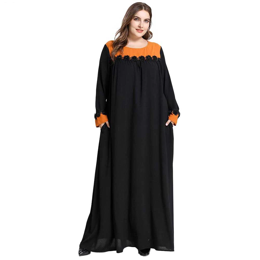 Макси мусульманское хиджаб платье для женщин Дубай арабское кружево боковые