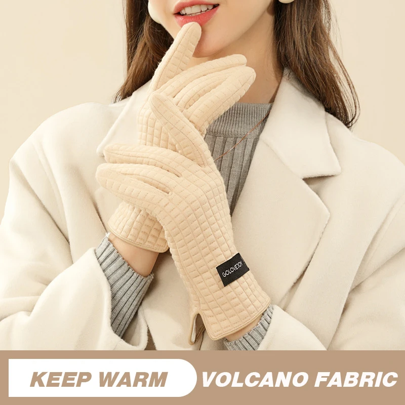 

Модные новые зимние ветрозащитные теплые перчатки, Женские варежки из вулканического бархата, для улицы, вождения, езды на велосипеде, с сен...