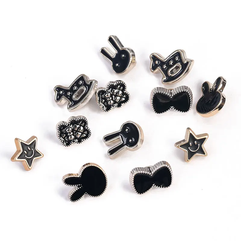 Женская рубашка кнопка для одежды хвостовик черный милый мультфильм пластиковые