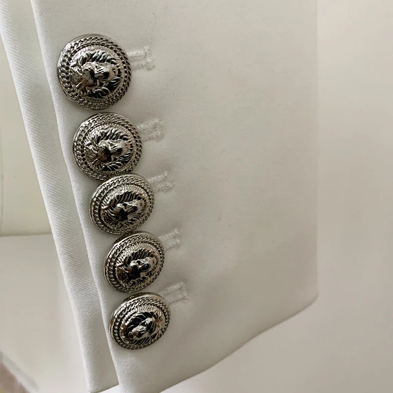 

HIGH STREET Nice Designer Blazer Women's Strass Beading Collar Double Breasted Lion Buttons Blazer Jacket