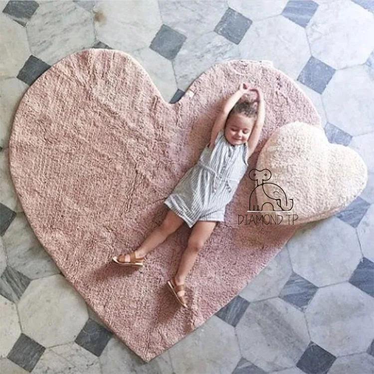 

Ins wind love shape cotton texture mat baby crawling mat game carpet floor mat household goods doormat