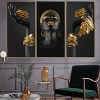 black woman holding golden jewelry canvas art posters and prints african woman oil paintings on the art wall pictures home decor