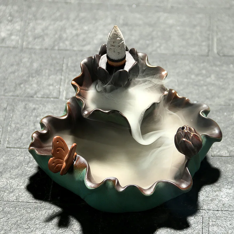 20 шт конусов + цветок лотоса горелка бабочка Лотос пруд задний поток ладан