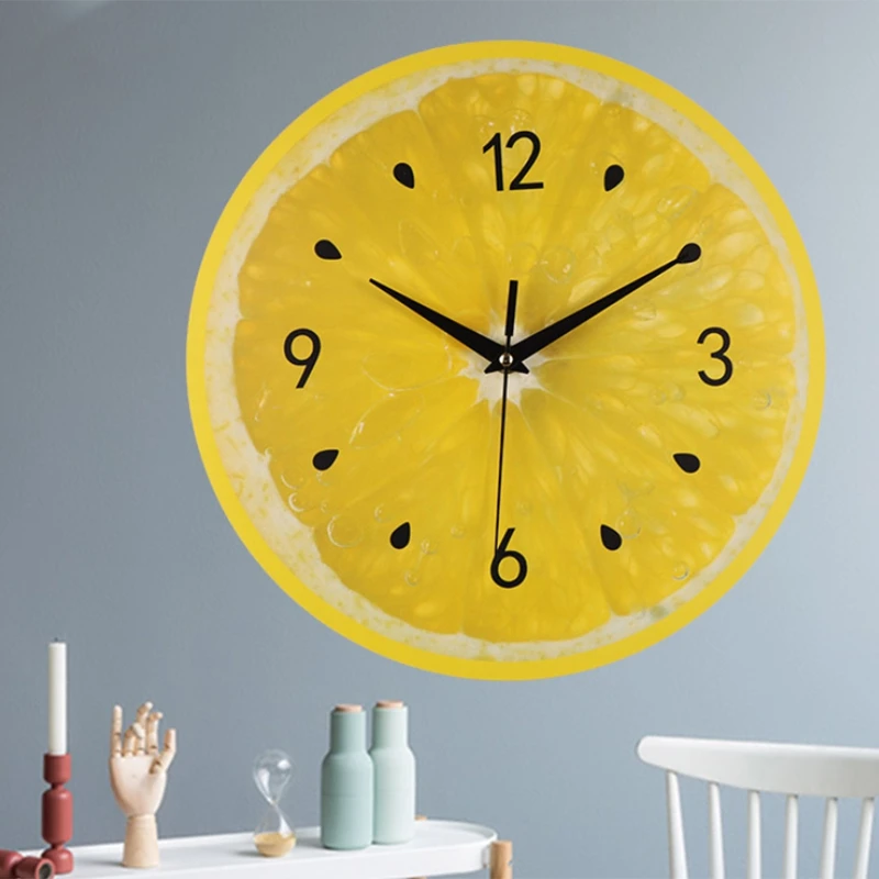 

Lemon Fruit Wall Clock Lime Modern Kitchen Clocks Home Decor Living Room Clock Tropical Fruit Wall Art Clock