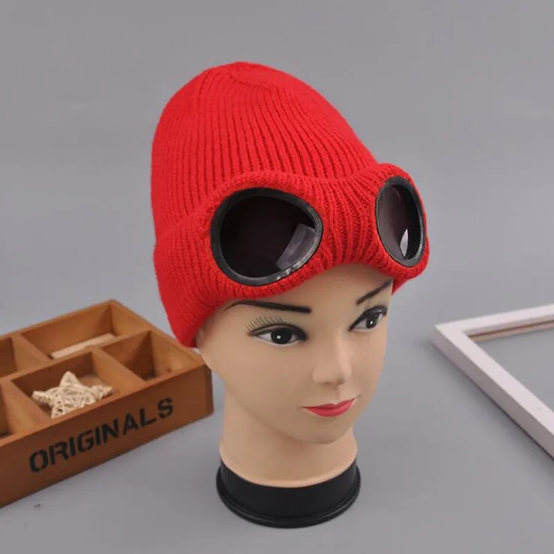 Зимние лыжные шапочки кепки со Съемные очки вязанные шапки маска Gorras капот