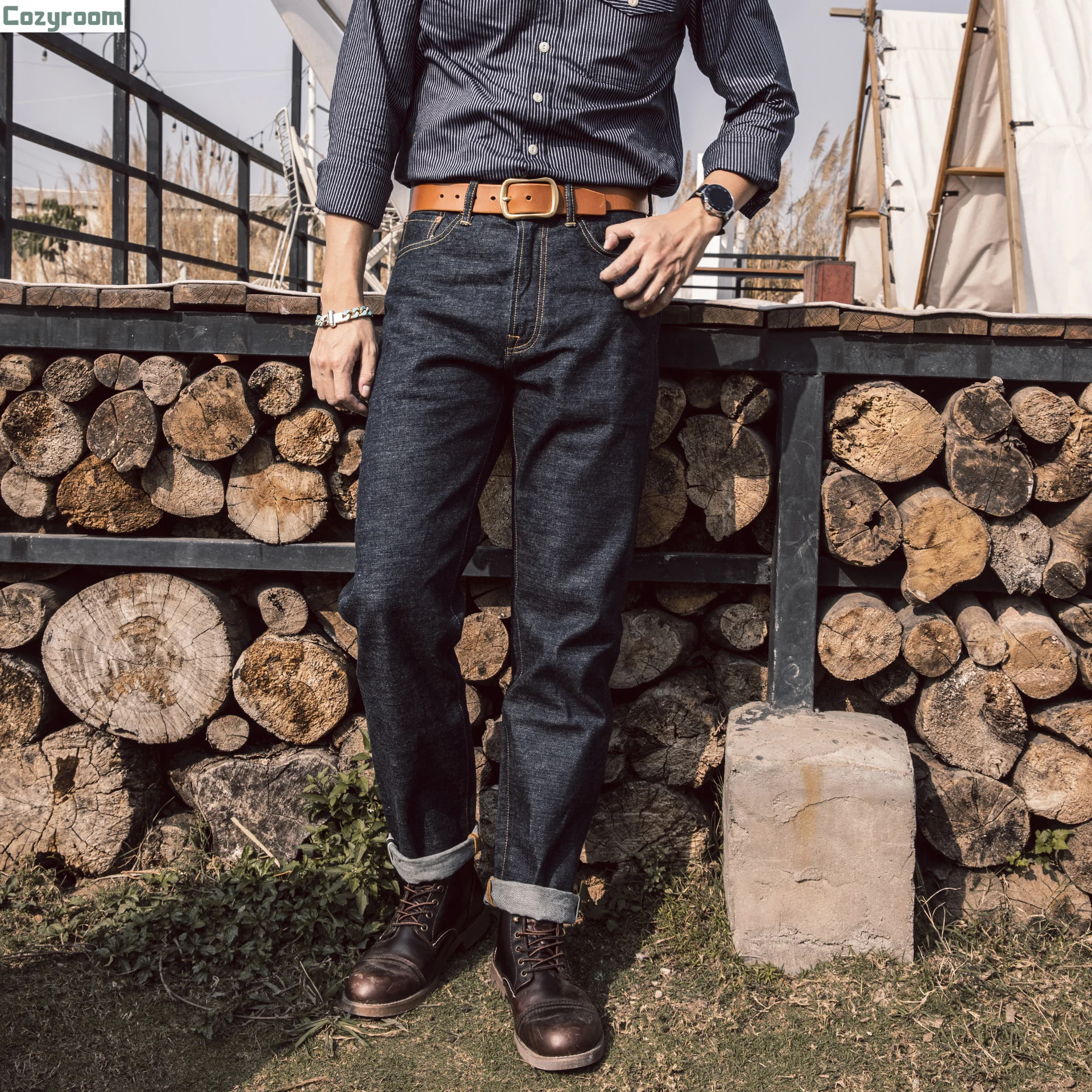 

501CT-0002 14oz Super Quality Genuine Indigo Selvage Pants One Washed Sanforized Thick Raw Denim Jean