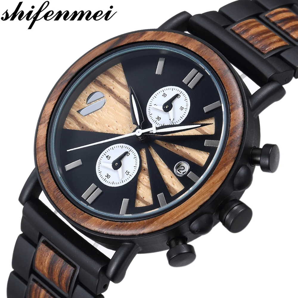 

Shifenmei Wooden Watch Men Top Brand Luxury Stylish Wood Wristwatches Military Quartz Watches in Wood for Men erkek kol saati