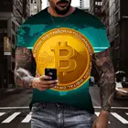 Футболка мужская с 3D-принтом биткоинов KYKU, летняя повседневная футболка в стиле Харадзюку, одежда в стиле хип-хоп, 2019