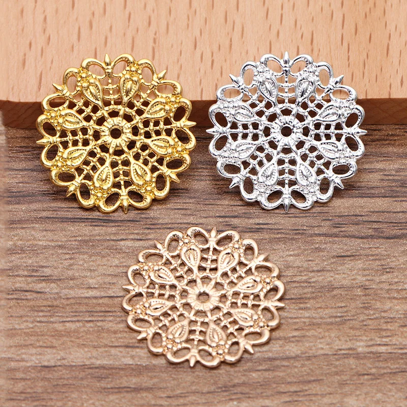 20 шт./лот 25 мм Ретро полые цветы коннекторы филигрань Шарм Для DIY ожерелье браслет