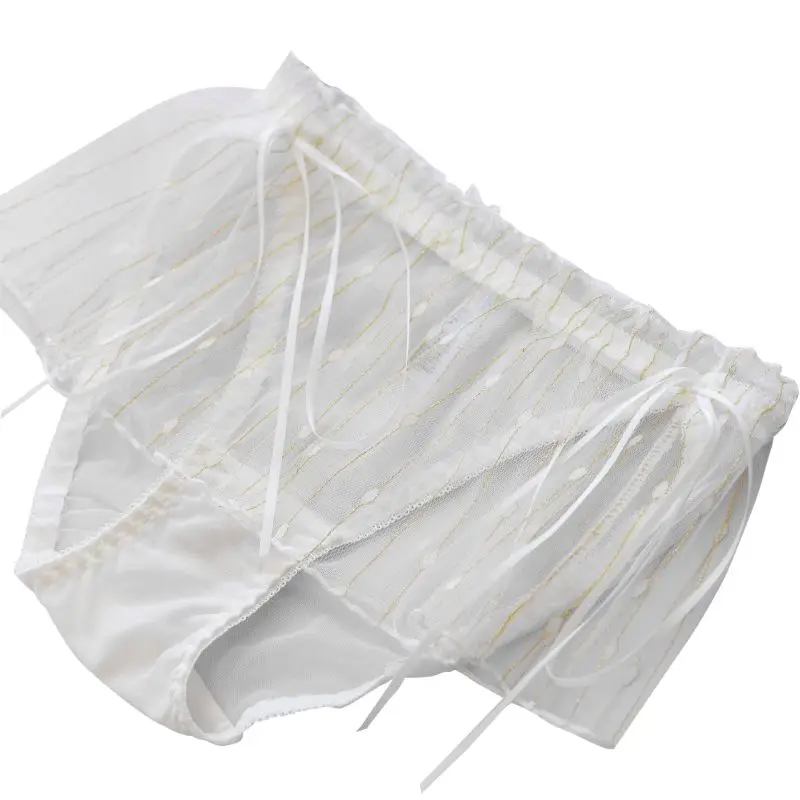 Эротические сетчатые трусики с низкой посадкой кружевные блестящие полосатые