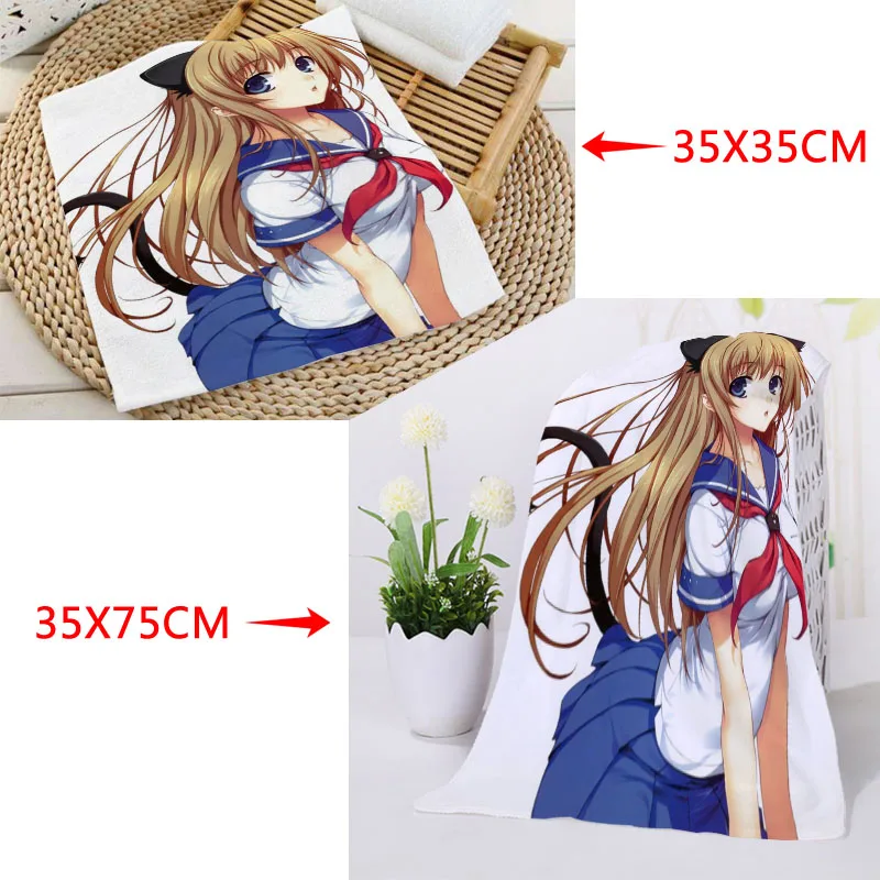 Пользовательское квадратное полотенце с принтом аниме кошки девушки s из