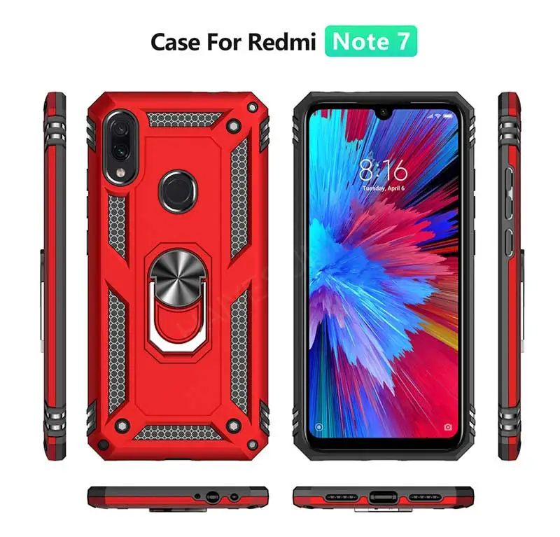 Роскошный Магнитный противоударный чехол с кольцом-держателем для Xiaomi Redmi Note 8 7 K20 Pro, чехол-бампер для Redmi 7 7A K20, силиконовый чехол