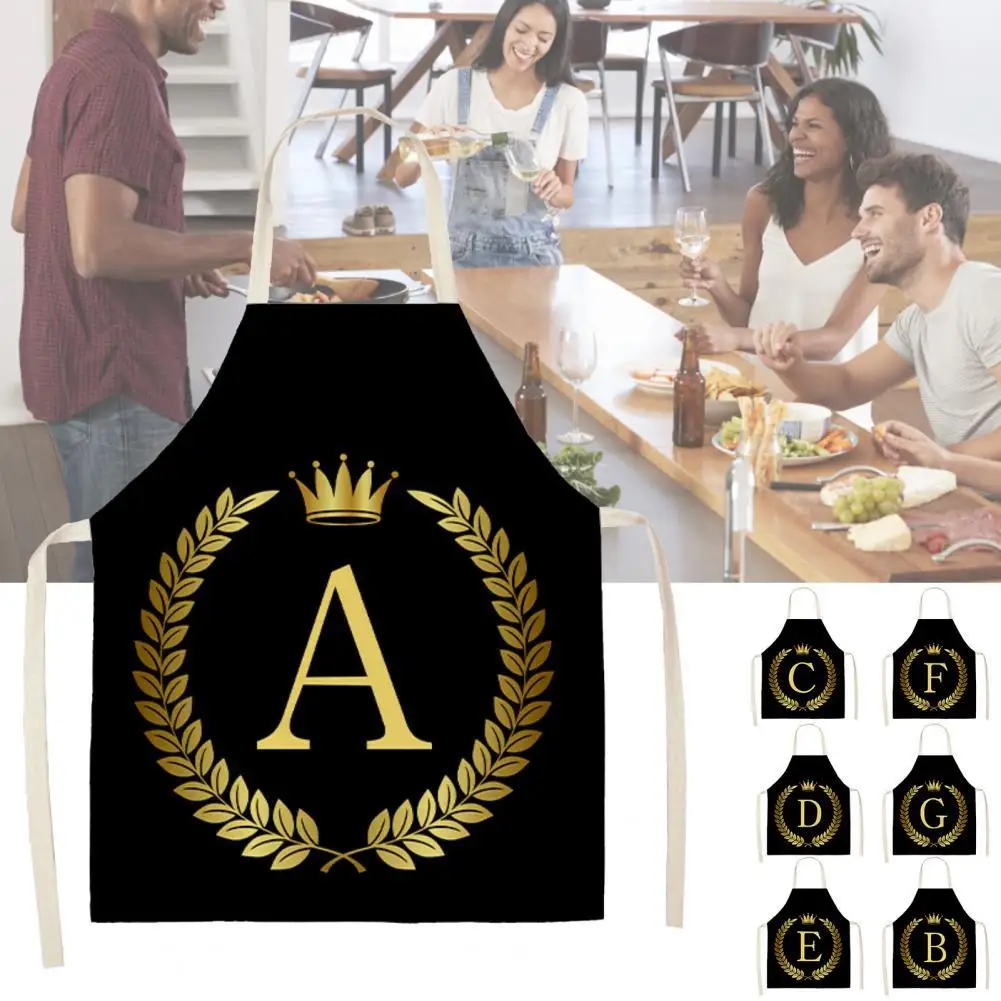 

Фартук для готовки на шею мягкий на ощупь водонепроницаемый льняной с принтом алфавита кухонный длинный слюнявчик без рукавов Товары для д...