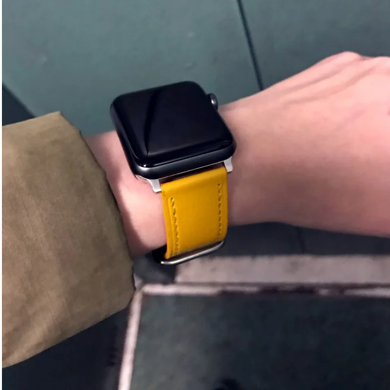 Кожаный ремешок для apple watch 38 мм 42 мм iwatch 4 ремешок 44 мм 40 мм Lychee классический браслет ремешок для apple watch 4 3 2 1