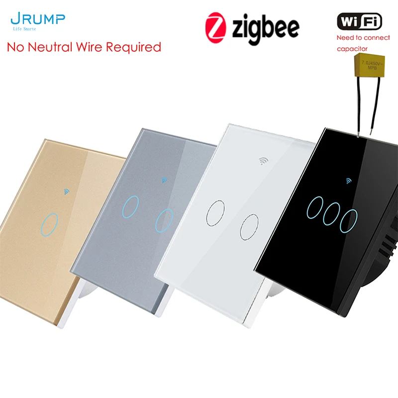 

Умный выключатель EU Zigbee, выключатель для освещения дома, без нейтрального управления, поддержка Alexa, Google Home, голосовое управление, без нейтра...