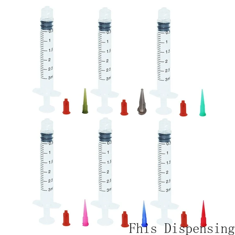 

3ml Manual Syringe Dispenser Kit 14G-25G Plastic Tapered Dispensing Tips and Caps Pack of 5