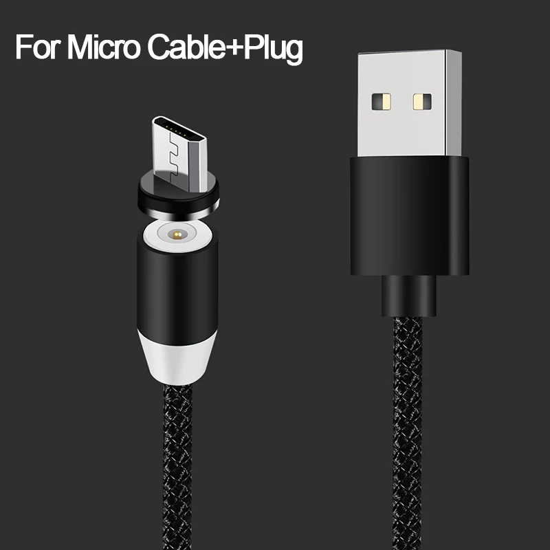 Black For Micro Магнитный кабель зарядное устройство Micro usb type C осветительный кабель 2A Быстрая зарядка USBC/type-C провод для iPhone samsung кабели для мобильных телефонов - Цвет: Black For Micro
