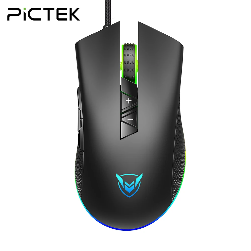Проводная игровая мышь PICTEK PC217 RGB 8 программируемых кнопок 10000 dpi Регулируемая