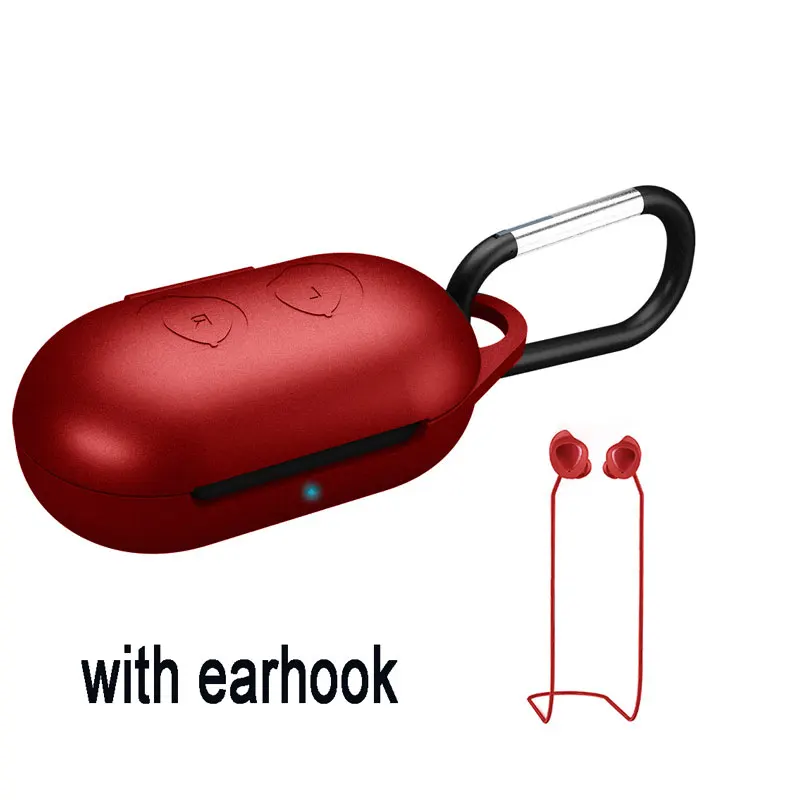red case earhook Защитный чехол для samsung Galaxy Buds наушники флип-открытый силиконовый чехол водонепроницаемый противоударный чехол s с карабином - Цвет: red case earhook