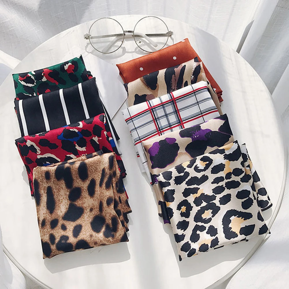 2020 атласный шелковый шарф женский модный маленький квадратный платок бандана