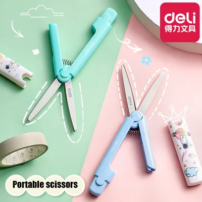 

2 шт. Deli 68351 школьные Мультяшные ножницы с рисунком звездного неба Портативные Ручные Ножницы бумажные Детские и строительные